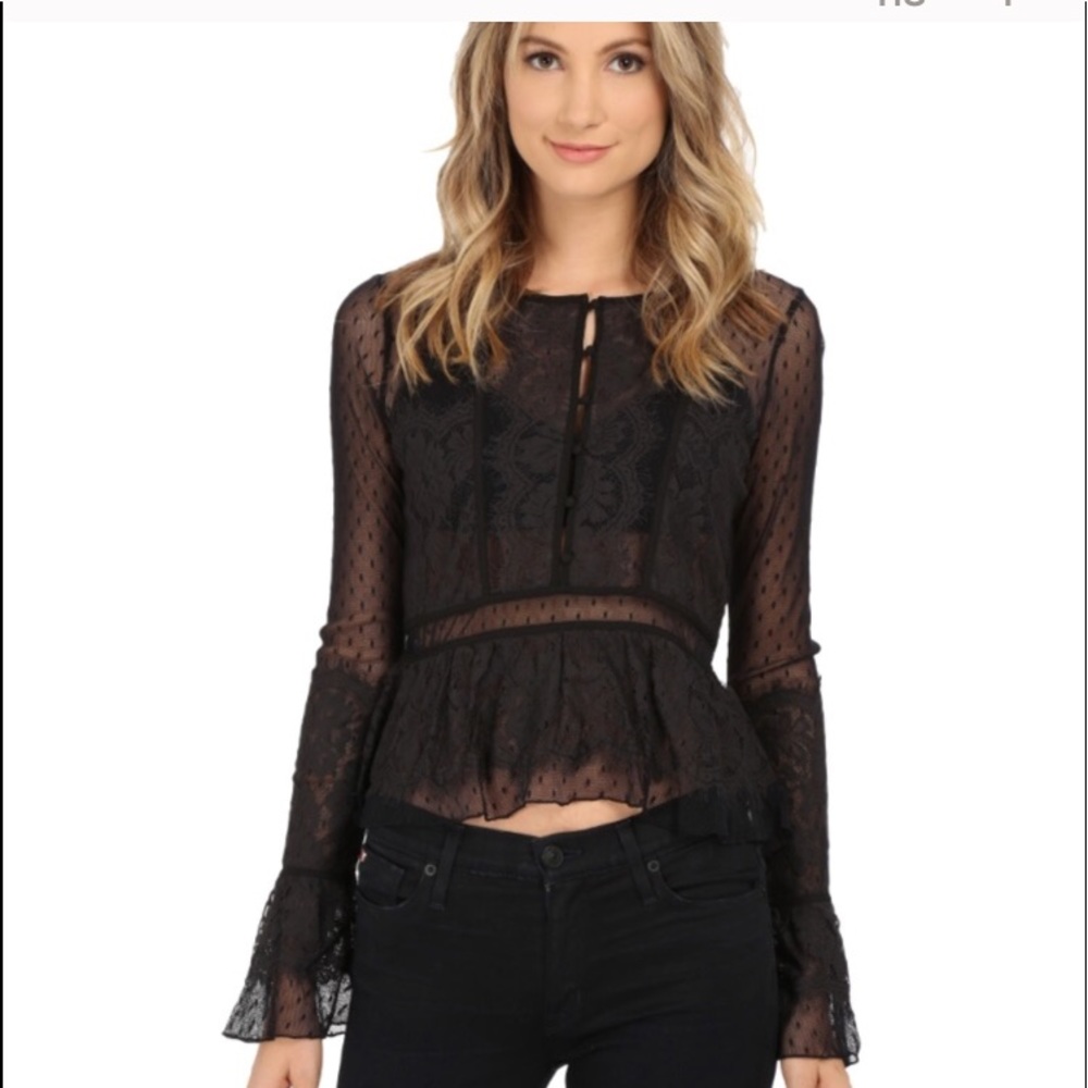 Free People Victorian White Lace Bell Sleeves,Med